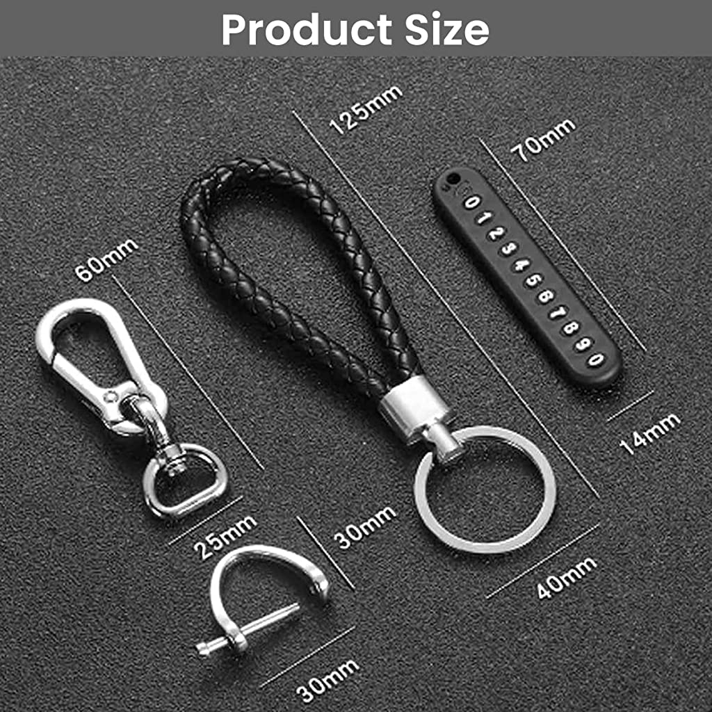 GUSTAVE Keychain Anti Lost Car Keychain with Phone Number Pendant Universal Car Keychain Heavy Duty Alloy Car Keychain with Woven Hand Strap