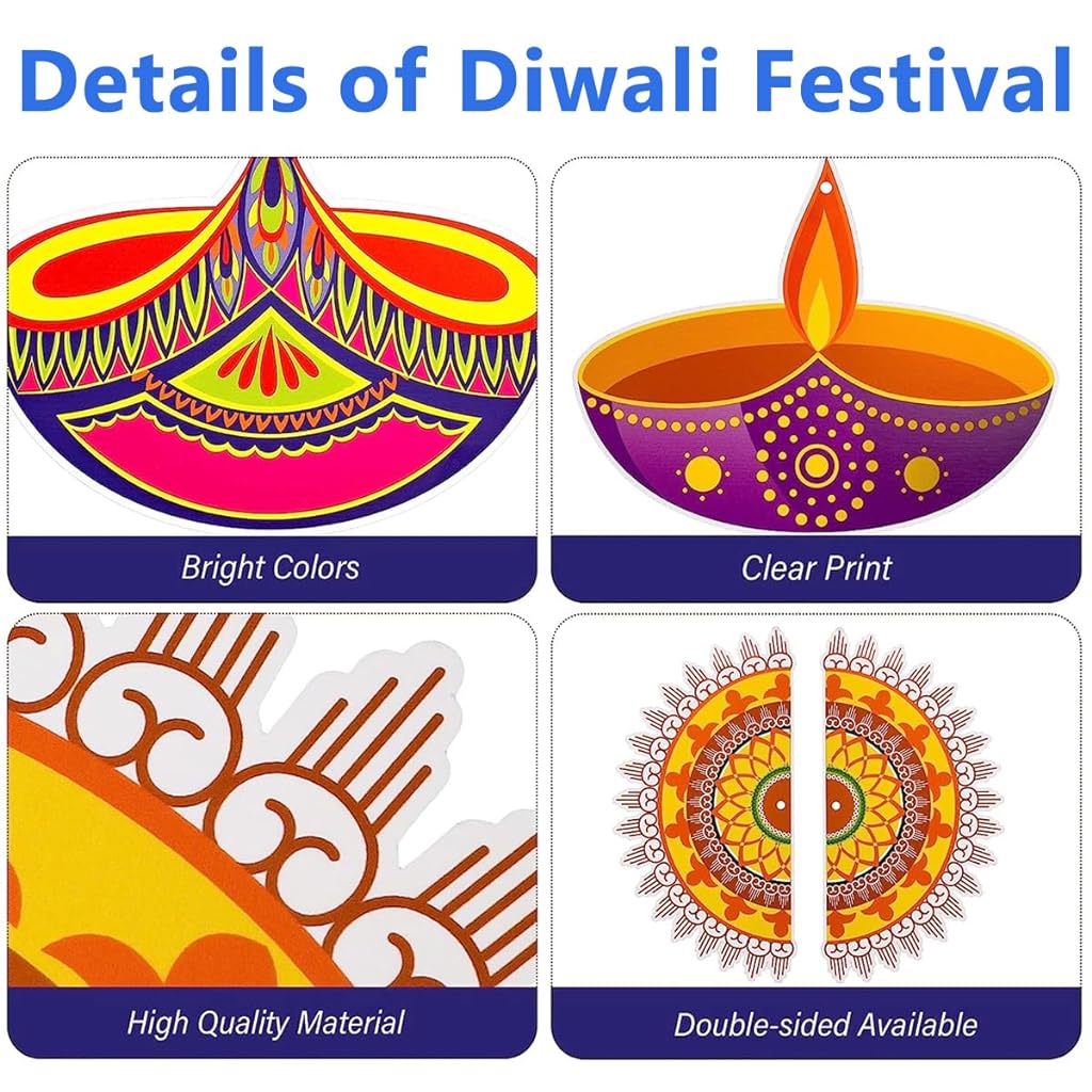 HASTHIP® 46pcs Diwali Decorations, Happy Diwali Banner Deepavali Hanging Swirls Festival of Lights Party Supplies Indian Themed Light Party Decor Supplies Favor