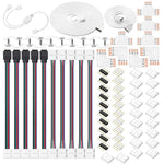 ZIBUYU® 4 Pin RGB LED Strip Connector Kit for 5050 10mm Light Strip, Includes RGB Extension Cable, LED Strip Jumper, 2 Way Splitter Cable, 'L'&' T' Shape Connector, Gapless Connectors, LED Strip Clips