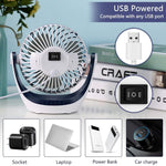 HASTHIP® USB Desk Fan, Portable Table Cooling Fan with 2 Speeds, Strong Airflow Ultra Quiet 6 inch Fan with 60cm USB Cable, 360°Rotatable Full Direction Cooling Fan for Home Office Outdoor Travel,Blue