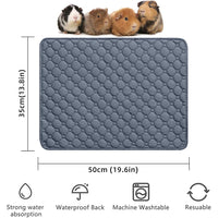 Qpets® 2PCS Pee Pads for Dogs Reusable&Washable, Non slip Puppy Training Pad, Pet Cage Liner, Absorbency Toilet Mat for Cats, Guinea Pig, Hamsters, Chinchillas, Rabbit, Hedgehog(50 x 30cm)