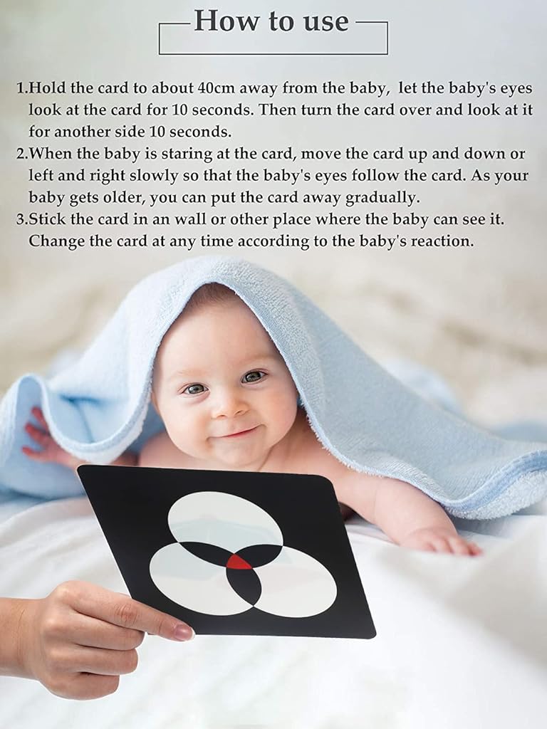 SNOWIE SOFT® Black RedFlash Cards for Infants, 16 Pictures 5.5 x 5.5 Inch Designed Contrast Cards for Newborn Baby Toys with High Contrast (3-6 Months)