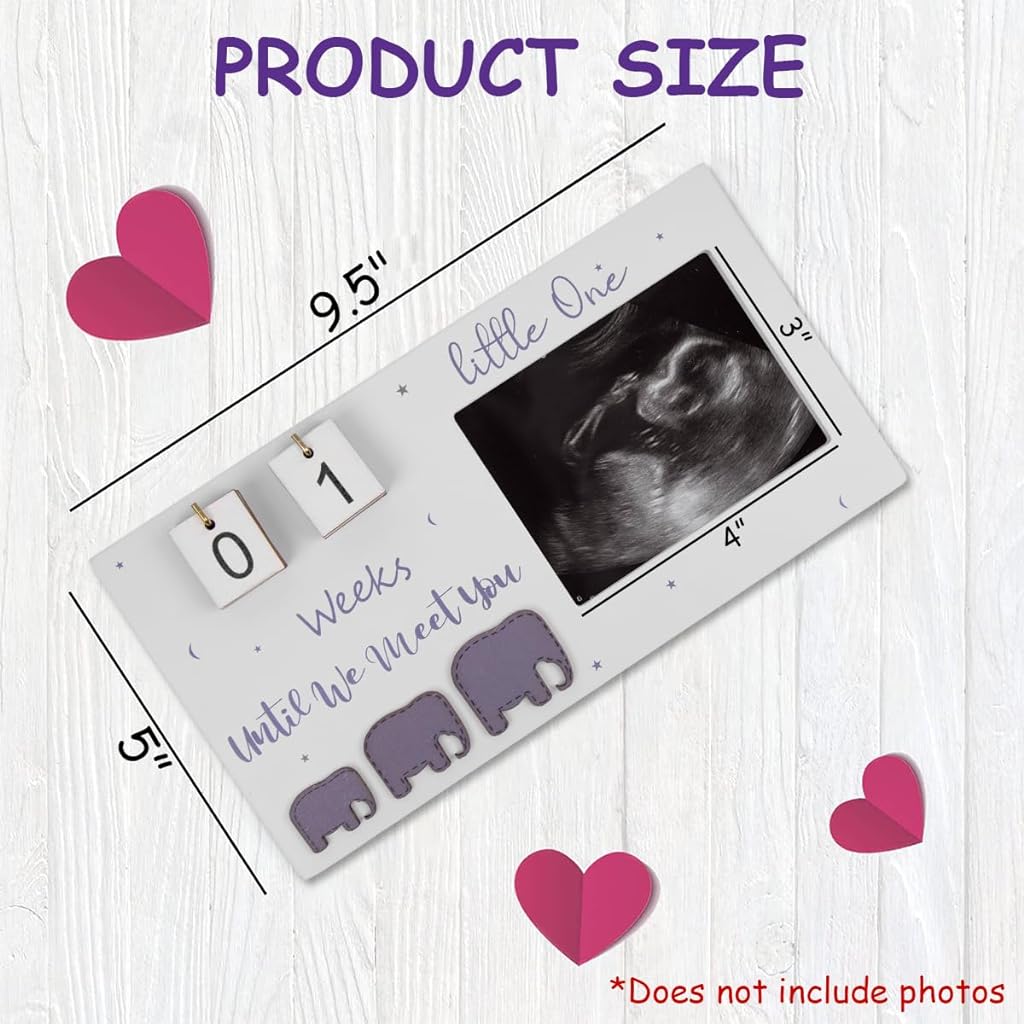 SNOWIE SOFT® Baby Photo Frame Ultrasound Picture Frame Sonogram Keepsake Frame, Pregnancy Gifts for First Time Mom, Baby Shower Gifts Baby Sonogram Wood Photo Frame Newborn Gifts for Expectant Mother