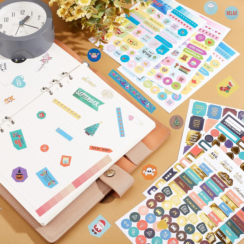 HASTHIP® 16 Sheets Planner Stickers, Holiday Seasonal Planner Stickers, Monthly Seasonal Stickers, Aesthetic Planner Stickers for Calendar Decorating Planning Scrapbooking