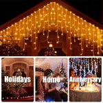 ELEPHANTBOAT 5m*0.8m LED Strip Light, Curtain Light Tent Light Party Light, Warm Light LED Christmas Light with 8 Light Modes, Fairy Lights for Bedroom, Garden, Balcony, Stair