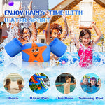 ZIBUYU  1 Pack Cute Fish Printed Float Arm Bands Swimming Trainer Vest Life Jacket Safety Gear for Baby & Boys & Girls from 2 to 6 Years 22 to 55 lbs ( Blue)