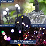 ELEPHANTBOAT Outdoor Solar Garden Lights 2 Pack Solar Powered 7 Color Changing RGB Lights with 12 Glowworm Lamp Swaying When Wind Blows Decorative Starburst Swaying Lights for Garden Patio Backyard