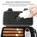 GUSTAVE Cigar Humidor Case, Portable Travel Cigar Box with Humidifier Disc & Cigar Cutter, Waterproof Airtight Cigar Case with Handstrap (Holds up to 5 Cigars)
