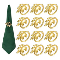 ZIBUYU 12pcs Napkin Ring, Golden Leaf Napkin Ring Deluxe Napkin Ring for Dining Table, Wedding, Feast, Banquet, Festival