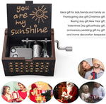 PATPAT  You are My Sunshine Wood Music Boxes,Laser Engraved Vintage Wooden Sunshine Musical Box,Wooden Classic Music Box Crafts with Hand Crank (Wooden-Black)