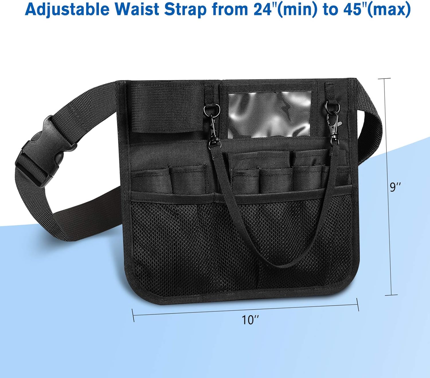 ZIBUYU Waist Bag Tool Bag Nurse Fanny Bag Organizer Belt Adjustable Organizer Bag for Men Women Multi Compartment Bag Stethoscopes Bag, Tool Bag for Bandage Scissors Medical Kit-Black