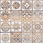 PATPAT  16 Pcs Stencil Border , Reusable Painting Template for Home Decor, Crafting, DIY Albums and Printing,Art Scrapbook, Cake, Wall, Tile, Fabric