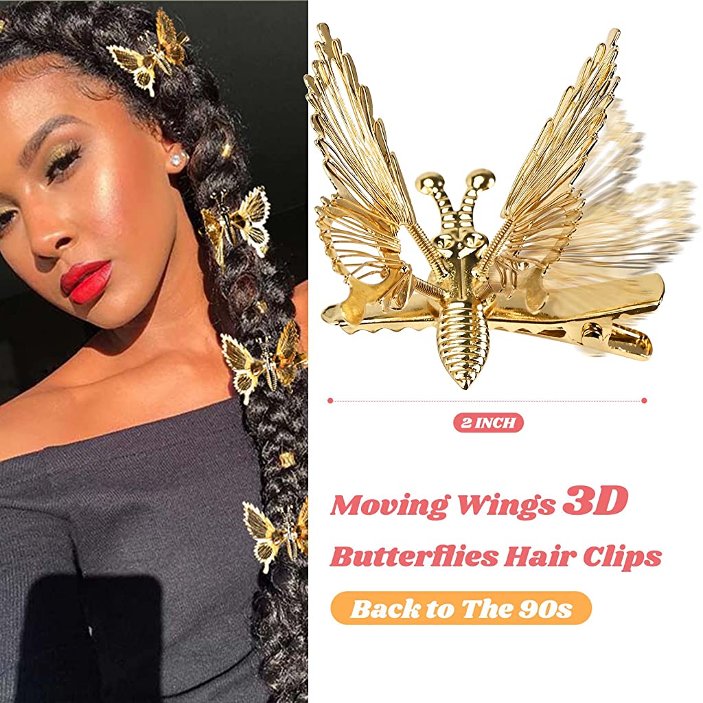 SANNIDHI 8Pcs Butterfly Hair Clips for Women Stylish Metal Hair Barrettes Flapping Wings Butterfly Hair Pins Hair Styling Clips for Girls Hair Accessories -Gold & Silver