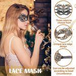 PATPAT  3Pcs Masquerade Masks Lace Eye Mask, Women Halloween Mask Lady Girl Party Mask for Party Masquerade Costume Halloween (Black+Gold+Silver)