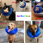 Qpets Inflatable Dog Cone Collar with Soft Cotton Cover, Adjustable Size After Surgery for Anti-Licking Cone Collar for Cat Dog,Surgery Recovery Collar for Pet (S)