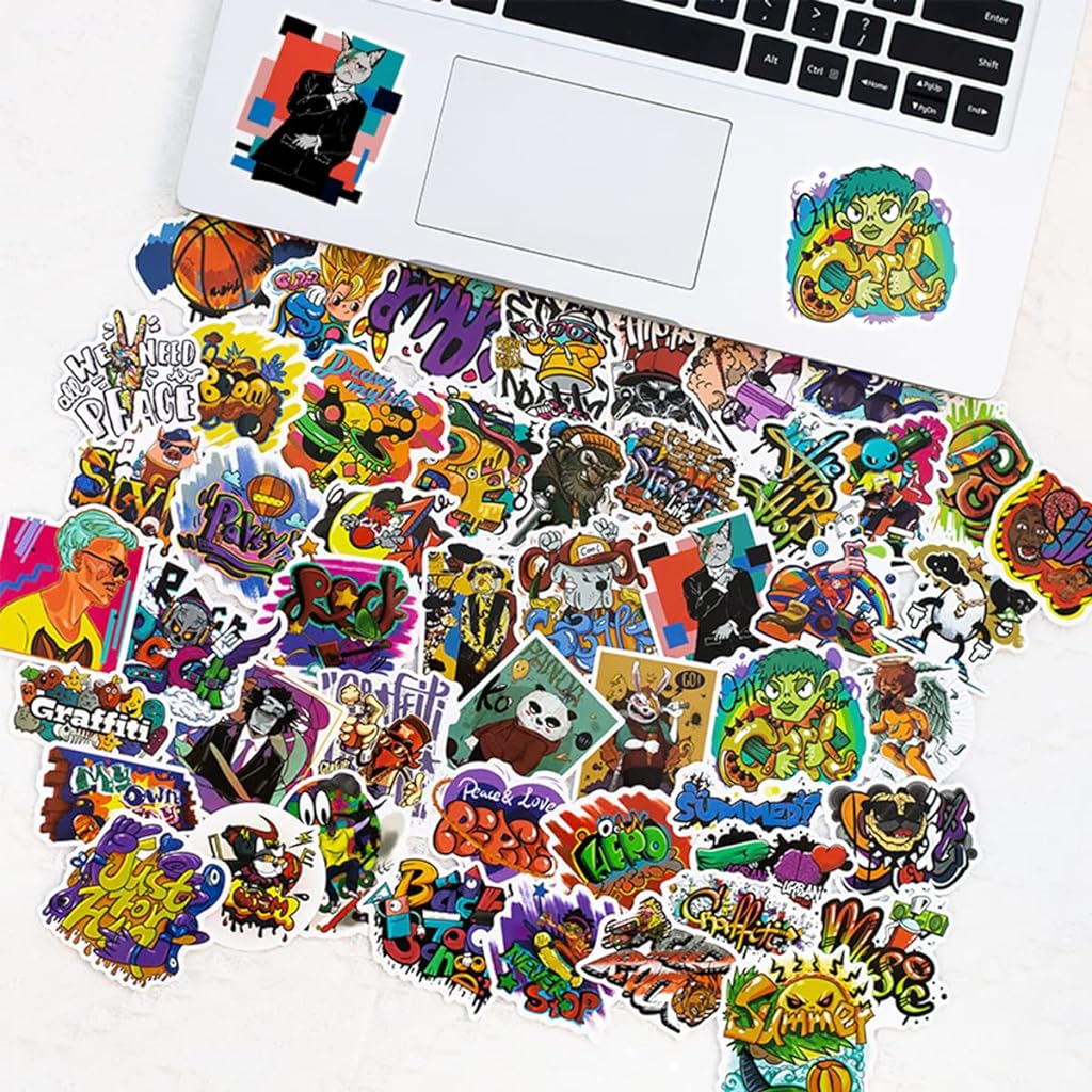 HASTHIP® Laptop Stickers for Journal Graffiti Style Cartoon Stickers for Scrapbook, Water Bottle,Travel Case, Waterproof Tape Sticker Wall Stickers for Boys, Pack of 50