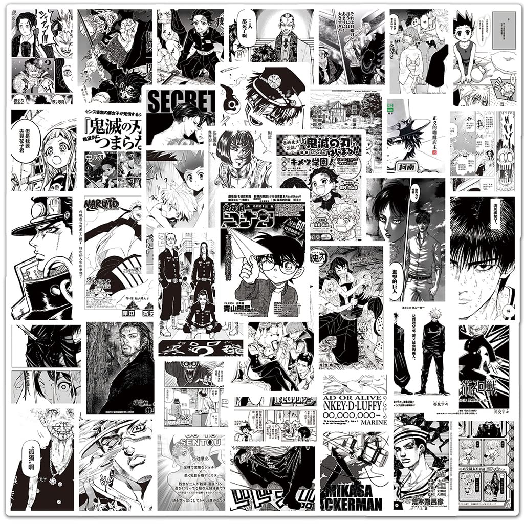 HASTHIP 100pcs Hit Anime Stickers Black and White Sticker Graffiti Sticker Set Sticker for DIY Crafts Photo Album Stickers Art Aesthetic Stickers Skateboard Stickers Phone Case Sticker