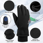 ZIBUYU  Winter Gloves for Men Women Adult Warm Bike Riding Gloves Touch Screen Finger Microfiber Anti-Slip Design Windproof Waterproof Snow Ski Gloves Hand Gloves(Black)