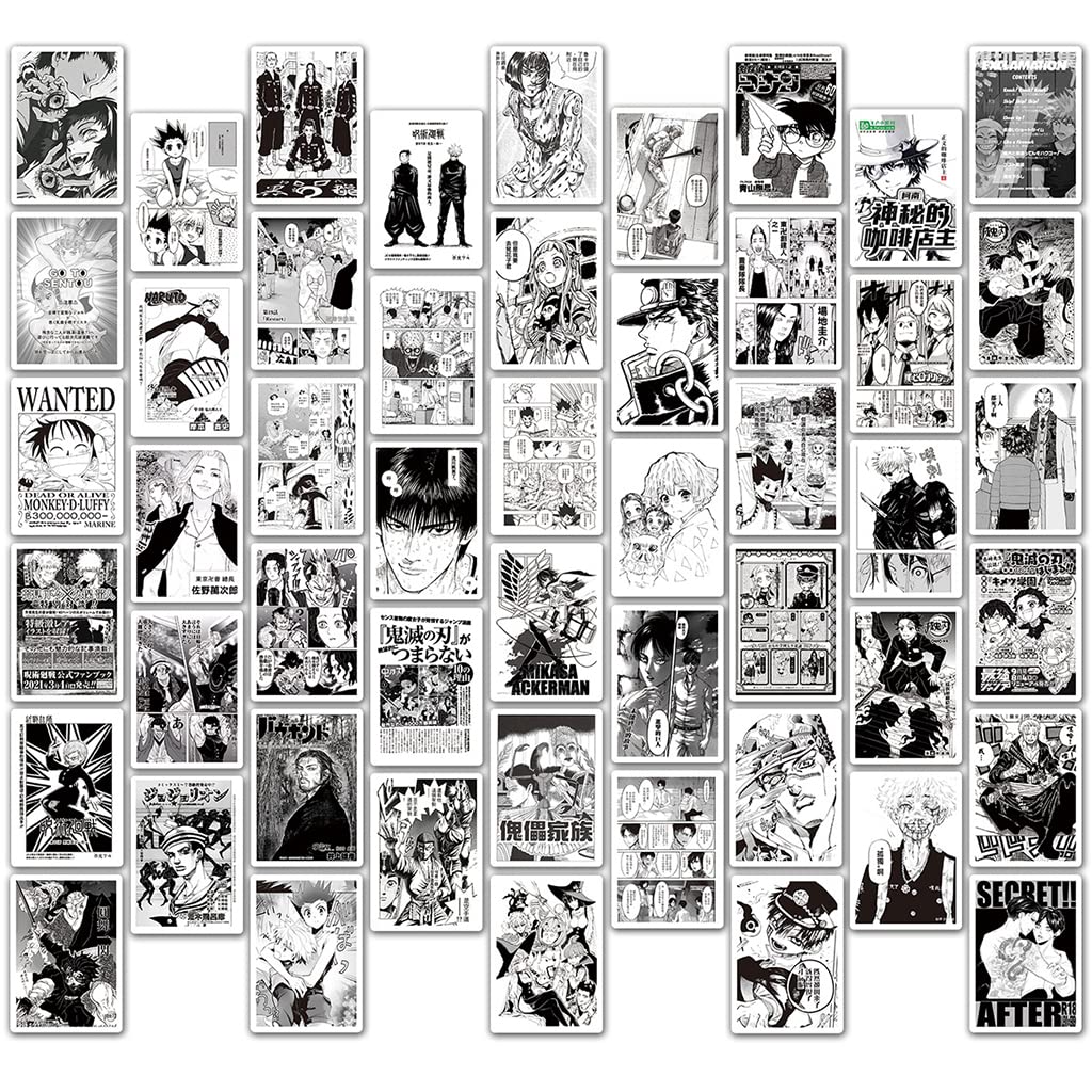 HASTHIP 100pcs Hit Anime Stickers Black and White Sticker Graffiti Sticker Set Sticker for DIY Crafts Photo Album Stickers Art Aesthetic Stickers Skateboard Stickers Phone Case Sticker