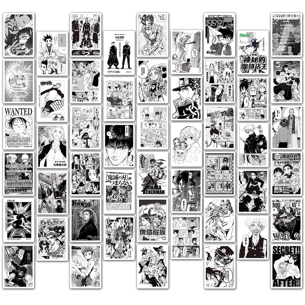 HASTHIP® 100pcs Hit Anime Stickers Black and White Sticker Graffiti Sticker Set Sticker for DIY Crafts Photo Album Stickers Art Aesthetic Stickers Skateboard Stickers Phone Case Sticker