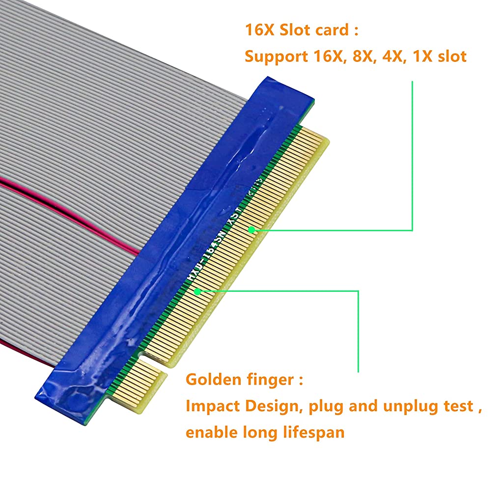 Eleboat® PCI-E Extender Cable PCIe 16x to 16x Flexible GPU Riser Adapter Card Extender Cable for Ethereum Mining ETH L=8inch (16X16)