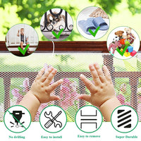 SNOWIE SOFT Baby Safety Net for Balcony Baby Protection Stairway Safety Net Protector with 25 Nylon Ropes and 15 Plastic Buckle Safety Banister Stair Mesh for Baby Toddler Decent Mesh Fabric (White)