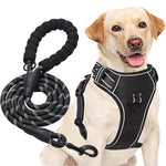 Qpets® Dog Vest Dog Harness for Large Dog with 1.5m Dog Leash Dog Harness with Pulls Handle for Guide Dog, Large Dog, Adjustable Dog Vest Harness with Quick Release Buckle (Suitable 18-33kg)