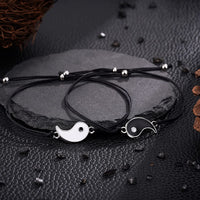 ZIBUYU  2pcs Creative Yin Yang Taiji Bracelets, Oriental Harmony Bracelet Gift Bracelet for Girls Bracelet for Women Couple Bracelet Friendship