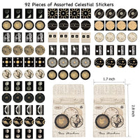 HASTHIP  92 PCS Scrapbook Sticker for Journals Supplies Astronomy Celestial Stickers Set Decorative Self-adhensive Planet Moon Space Sticker Decals for Journaling DIY Crafts Decro