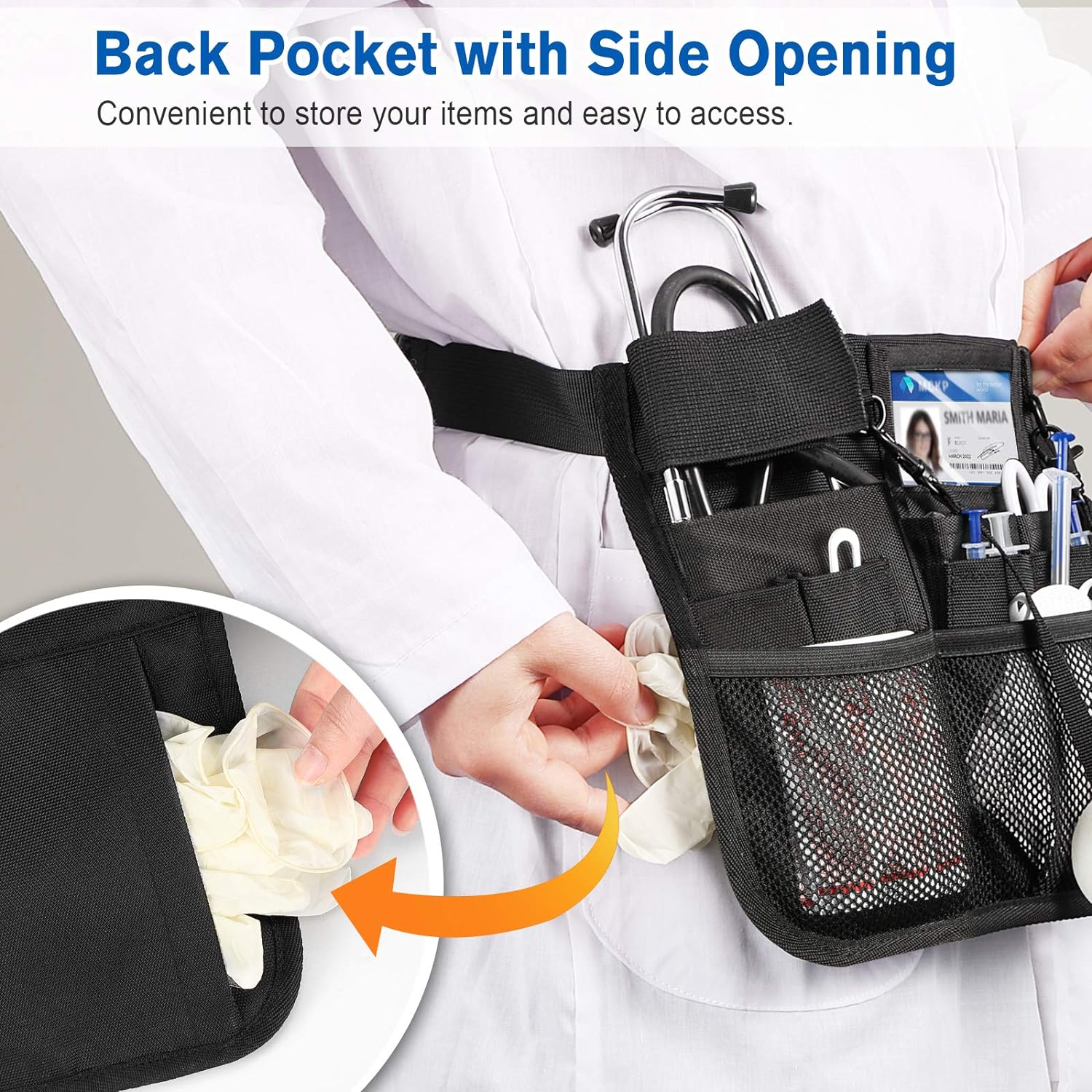 ZIBUYU Waist Bag Tool Bag Nurse Fanny Bag Organizer Belt Adjustable Organizer Bag for Men Women Multi Compartment Bag Stethoscopes Bag, Tool Bag for Bandage Scissors Medical Kit-Black