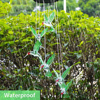 Supvox  Glass and Plastic Solar Changing Colour Hummingbird LED Hanging Lamp Wind Chime for Outdoor Indoor Gardening Yard Pathway