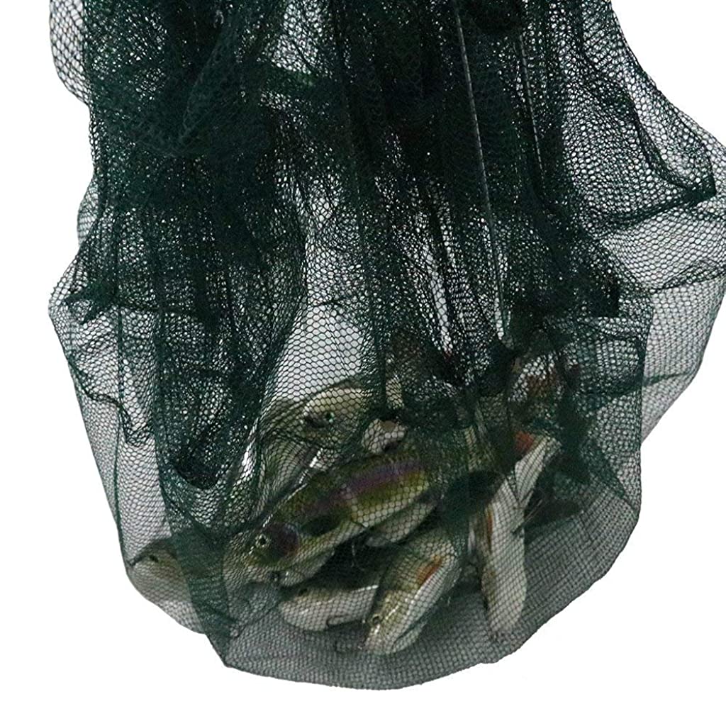 Proberos  16 Holes Folded Fishing Net with Buoy Ring 6m Rope, Fishing Trap for Catching Crab Shrimp Lobster Crayfish Crab Mesh Trap Fishing Net for River Creek
