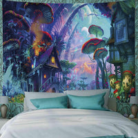 HASTHIP  Sunset Wall Tapestry Forest Tree Tapestry Mountain Wall Hanging Psychedelic Nature Landscape Tapestry Home Decoration for Bedroom Living Room (51 X59 ) (Aqua 3)