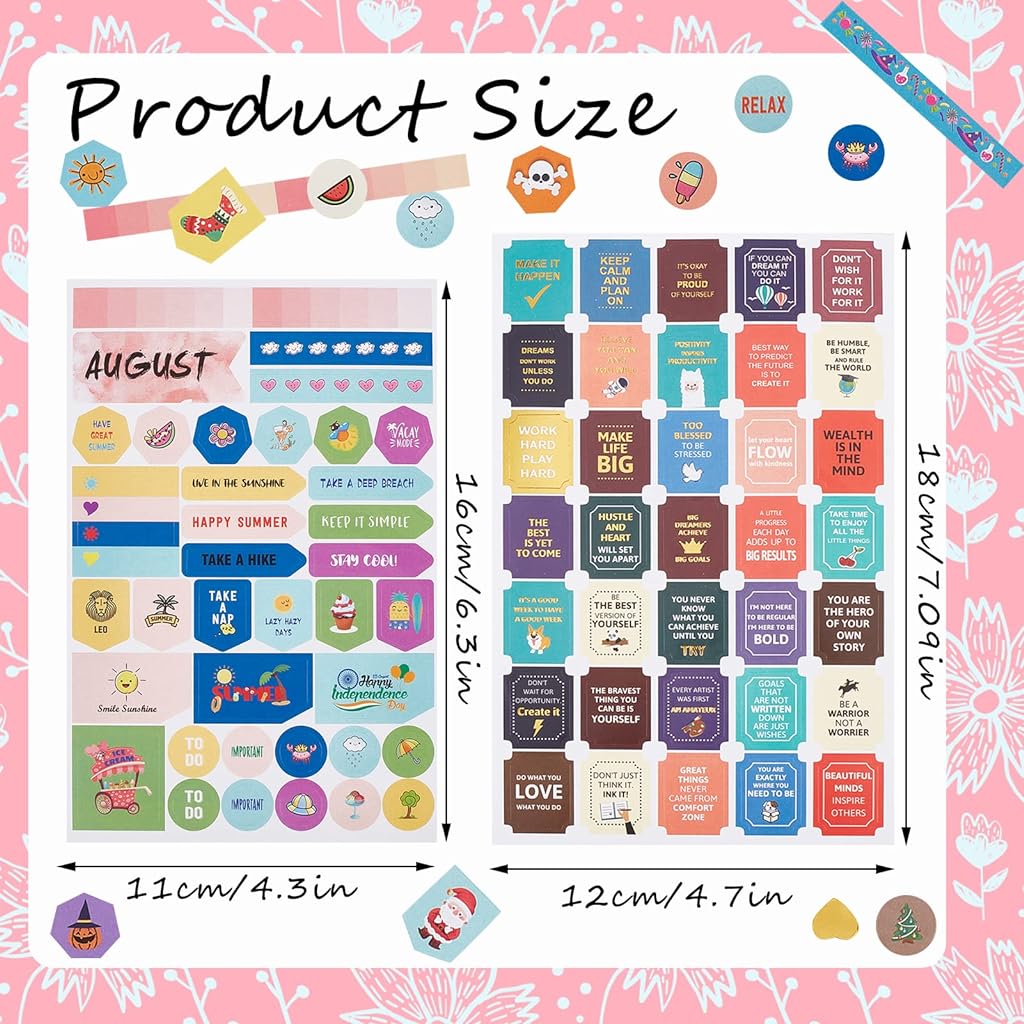 HASTHIP® 16 Sheets Planner Stickers, Holiday Seasonal Planner Stickers, Monthly Seasonal Stickers, Aesthetic Planner Stickers for Calendar Decorating Planning Scrapbooking