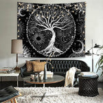 HASTHIP  Tree of Life Tapestry Black and White Tapestry Galaxy Space Tapestry Black Aesthetic Tapestry Wall Hanging for Bedroom (50¡Á60 Inches)