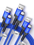 JSAUX® 3-Pack USB to Type C Cable, 62W 3.1A Braided Data Sync & Fast Charging Cable, 480mbps Data Cable C Type Fast Charging Compatible with Samsung Phone, PS5 Controller & More C type Devices (10ft+6.6ft+3.3ft)