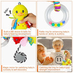 SNOWIE SOFT® Baby Car Toys Stroller Plush Toy Yellow Duck Stuffed Hanging Rattle Toys Newborn Crib Bed Around Toy with Teether Rattle Sound for 0-3 Years Old