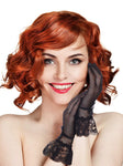 GUSTAVE Ladies Lace Gloves Elegant Short Gloves Courtesy Summer Gloves for Wedding Dinner Parties (Black)