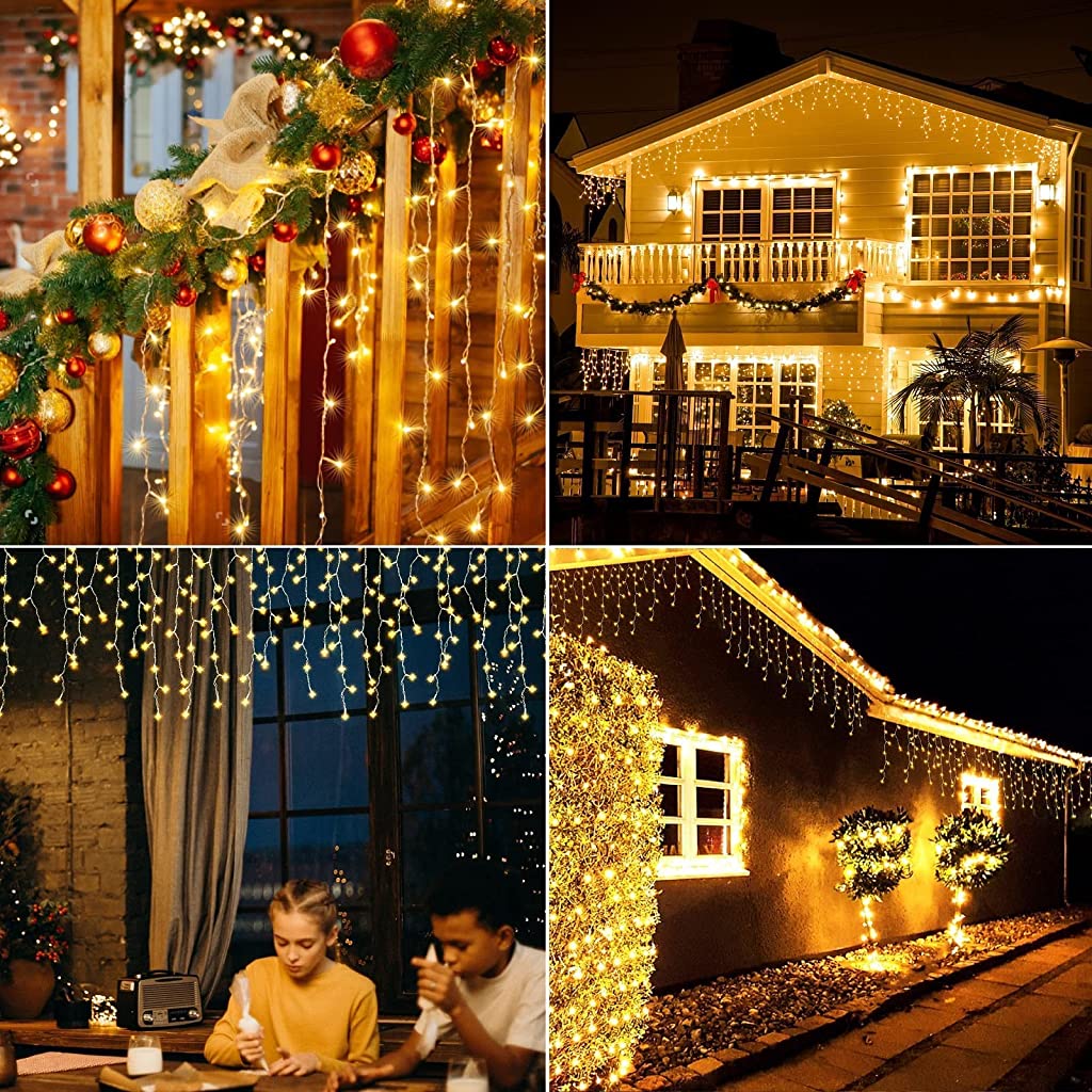 ELEPHANTBOAT 5m*0.8m LED Strip Light, Curtain Light Tent Light Party Light, Warm Light LED Christmas Light with 8 Light Modes, Fairy Lights for Bedroom, Garden, Balcony, Stair