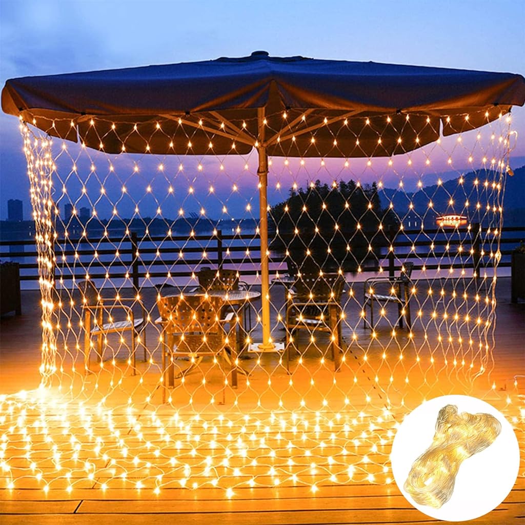 ZIBUYU LED String Lights for Decoration Indoor Outdoor Garden Wall Decoration Net Light 144 LEDs Curtain Light with 8 Modes Waterproof Fairy LED Light for Diwali, Christmas, Home - 6 feet