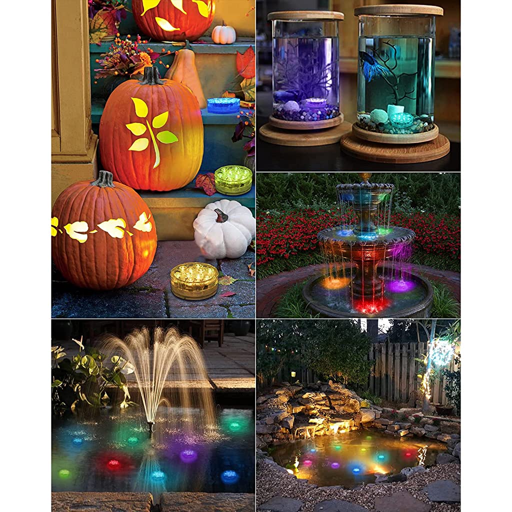 Verilux 2Pcs Waterproof IP68 Submersible Led Aquarium Lights 16 Colors&4 Mode Designs Fish Tank Aquarium Lights Underwater Battery Operated Spot Light for Aquarium Fountain Pond Pool