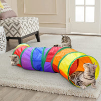 Qpets  Cat Toys 3 Way Cat Tunnel Pet Tube Collapsible Play Toy Indoor Outdoor Kitty Puppy Toys for Puzzle Exercising Hiding Training Toy (2 Way)