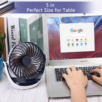 HASTHIP® USB Desk Fan, Portable Table Cooling Fan with 2 Speeds, Strong Airflow Ultra Quiet 6 inch Fan with 60cm USB Cable, 360°Rotatable Full Direction Cooling Fan for Home Office Outdoor Travel,Blue