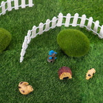 HASTHIP 24Pcs Miniature Fairy Garden Ornaments- 6 Sheets 6  ¡Á 6  Artificial Garden Grass+ 8pcs Simulation Moss Stones+ 10pcs 4  White Wood Picket Fence for DIY Crafting Dollhouse Home Garden Decors