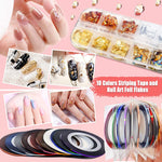 MAYCREATE  3D Nail Art Stamping Kit, 3D Nail Art Tools with Pen & Brush Painting Polish Design Kit Nail Art Stickers Nail Foil Tape Strips and Nails Art Rhinestones