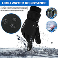 ZIBUYU  Winter Gloves for Men Women Adult Warm Bike Riding Gloves Touch Screen Finger Microfiber Anti-Slip Design Windproof Waterproof Snow Ski Gloves Hand Gloves(Black)