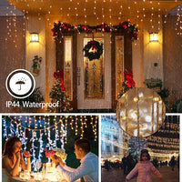 ELEPHANTBOAT 5m*0.8m LED Strip Light, Curtain Light Tent Light Party Light, Warm Light LED Christmas Light with 8 Light Modes, Fairy Lights for Bedroom, Garden, Balcony, Stair