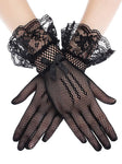 GUSTAVE Ladies Lace Gloves Elegant Short Gloves Courtesy Summer Gloves for Wedding Dinner Parties (Black)