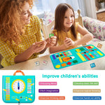 SNOWIE SOFT  Toddler Busy Board, Montessori Toy for Develop Basic Skills, 14 in 1 Learn to Dress Toy for 1 2 3 4 Year Old Kids, Parent-Kids Activity Toy, Bag Design for Airplane or Car Travel - Green