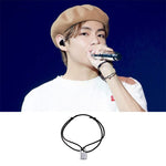 SANNIDHI BTS Bangtan Hip-Hop Bracelet, V Same paragraph Bracelets Lock Shape Silver Bracelet With Rope, Cool Boy/Girls/Men/Women Fans,for Any Scene Party